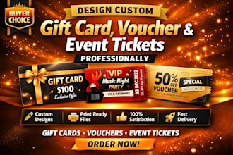 design custom gift card  voucher and event ticket designs professional