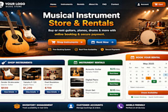 design musical instrument store music instrument rental website with booking