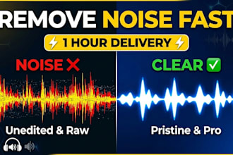 clean audio and remove background noise in 1 hour