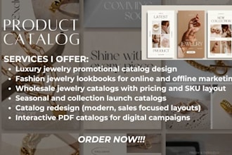 design promotional product catalog for luxury fashion jewelry to boost sales