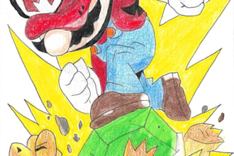 create hand drawn video game style character illustrations