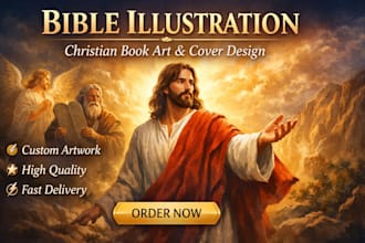 do bible themed christian book illustration, biblical illustration, cover