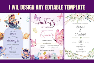 design professional birthday, christmas, and wedding invitation card