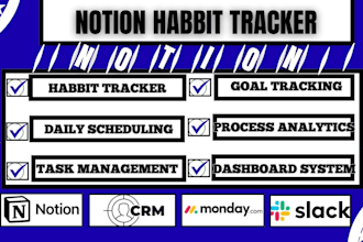 design a notion goal tracker habit tracker planner productivity dashboard