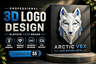 design professional 3d logo and realistic mockups