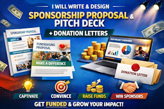 write and design sponsorship letter, sponsorship proposal pitch deck, donation