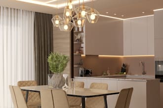 modern open plan kitchen and dining