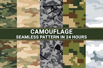 do camouflage seamless pattern design 12 hours