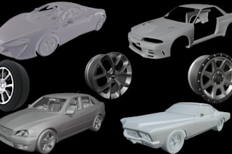 3d car modeling chassis rc car van truck mini car model for games 3d printing