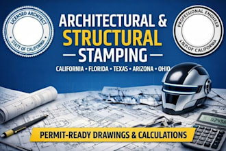 licensed civil, structural engineer, architect stamp, city permit in ca, fl,sc,