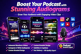 create podcast audiogram with captions and audio editing