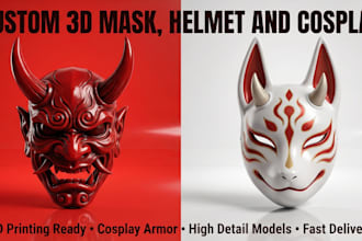 custom 3d mask 3d helmet cosplay, 3d model mask, helmet for cosplay, 3d printing