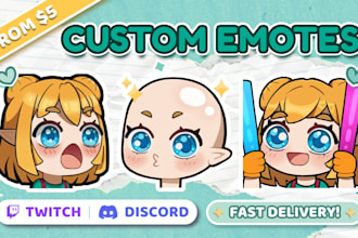 draw cute chibi emotes for twitch and discord