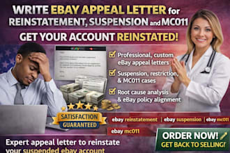 write ebay appeal letter for reinstatement, suspension and mc011