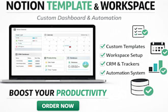 create custom notion template, notion workspace, and notion automation system