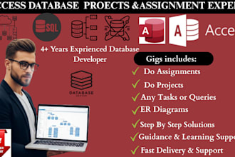 do your microsoft access job, project, task and assignments