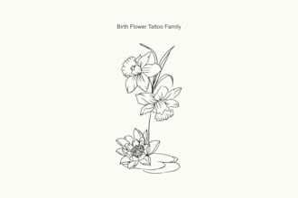 design custom birth flower fine line tattoo minimalist floral