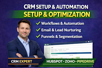 set up and optimize your CRM system with hubspot, zoho, pipedrive, engagebay