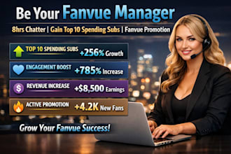 be your fanvue manager, 8hrs chatter bring top 10 spending subs fanvue promotion