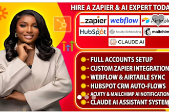 zapier integrate webflow airtable hubspot acuity mailchimp ai automation claude