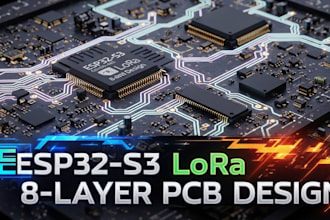 design kicad 8 layer pcb with esp32 s3 lora rf and schematic capture
