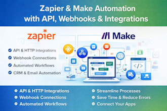 setup zapier and make automation with API, webhooks and integrations