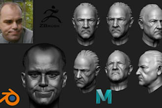 sculpt realistic 2d photo to 3d head likeness model 3d bust stl 3mf printing