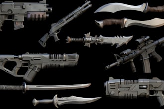create 3d weapon model 3d sword 3d props armor  3d cosplay assets 3d gun stl