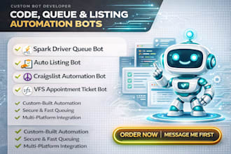 code queue system bot spark driver, auto listing bot craigslist bot, mercari bot