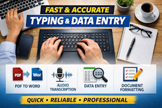 do fast and accurate typing, PDF to word and transcription