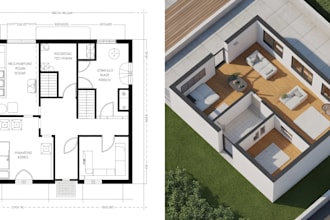 redraw 2d floor plan 3d floor plan house plan autocad blueprint