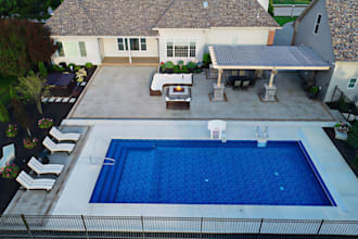 3d backyard landscape design rendering, pergola patio design 3d pool rendering