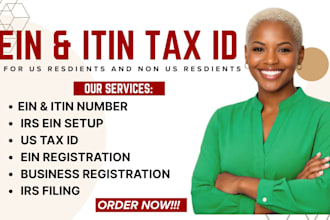 get your irs ein tax id, itin for US llc business or non US residents