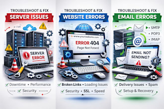 troubleshoot and fix server, website, or email errors