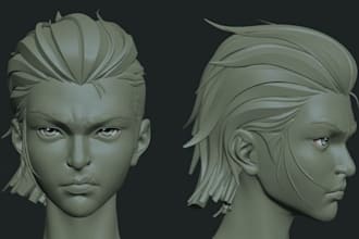 fix 3d hair head bust full character model stl mesh for 3d printing blender ue5