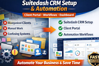 set up suitedash CRM, client portal, automation and workflows