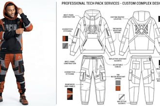 design fashion tech pack clothing tech pack flat sketch for your brand