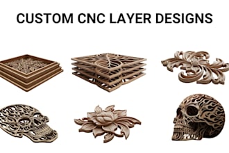 do layered art cnc drawing, dxf file for cnc laser cutting, plasma, engraving