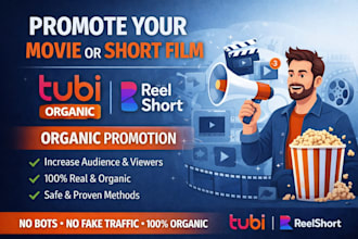 organic tubi promotion,movie promotion, reelshort, increase audience and viewers