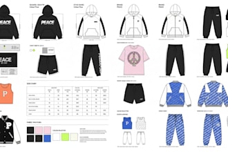 professional clothing apparel tech pack active wear street wear flatsketch