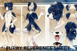 draw furry reference sheet fursona ref sheet furry art character design oc feral