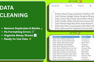 clean, format, merge, split excel data