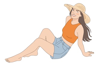 draw trendy flat vector illustration and aesthetic line art
