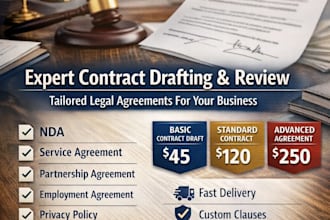 draft legal contracts, agreements, and business contracts