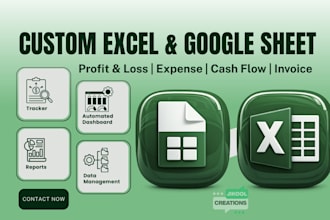 create profit and loss, expense, cashflow, invoice, tax tracker spreadsheet