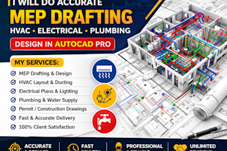 provide accurate mep drafting hvac electrical plumbing design in autocad