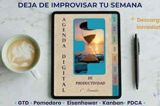 entregaré una agenda digital de productividad completa con gtd, pomodoro, y más