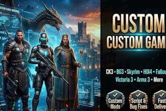 create custom ck3 mod, bg3 mod, skyrim mod, hoi4 mod, game modding and scripting
