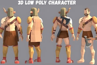 model and rig stylized low poly 3d character for game assets and animation