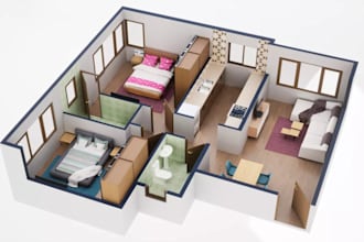 create 3d flower models, floor plans, architectural renders and 3d prints
